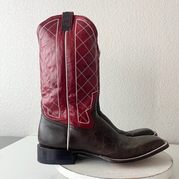 Rod Patrick Mens Cowboy Boots 15AA Antique Brown Mocha Bison Western Square Toe - Picture 3 of 13